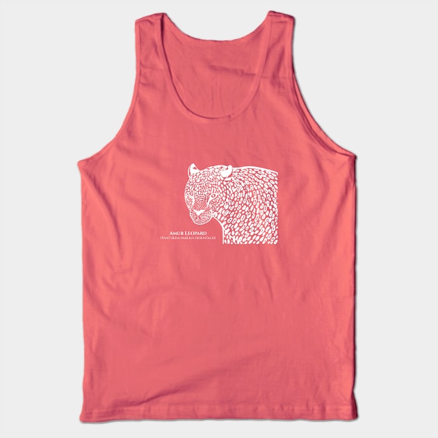 Amur Leopard with Common and Scientific Names - endangered big cat Tank Top by Green Paladin